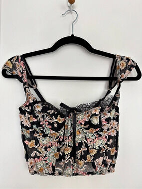 Victoria Secret Black Floral Bustier/Corset